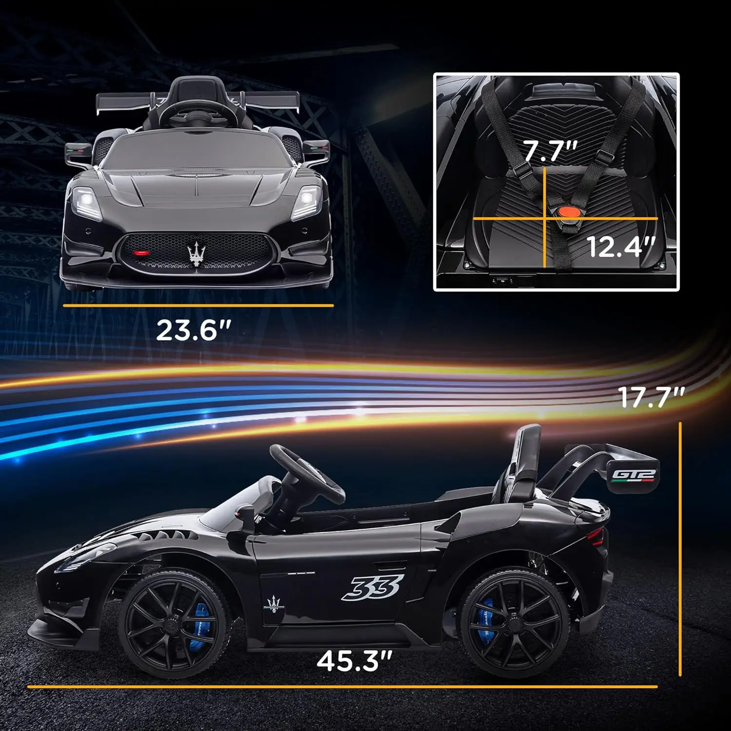 Voiture de conduite sous licence, voiture électrique alimentée par batterie 12 V pour enfants avec suspension à ressort, roues auxiliaires, électrique pour tout-petits de 3 MPH