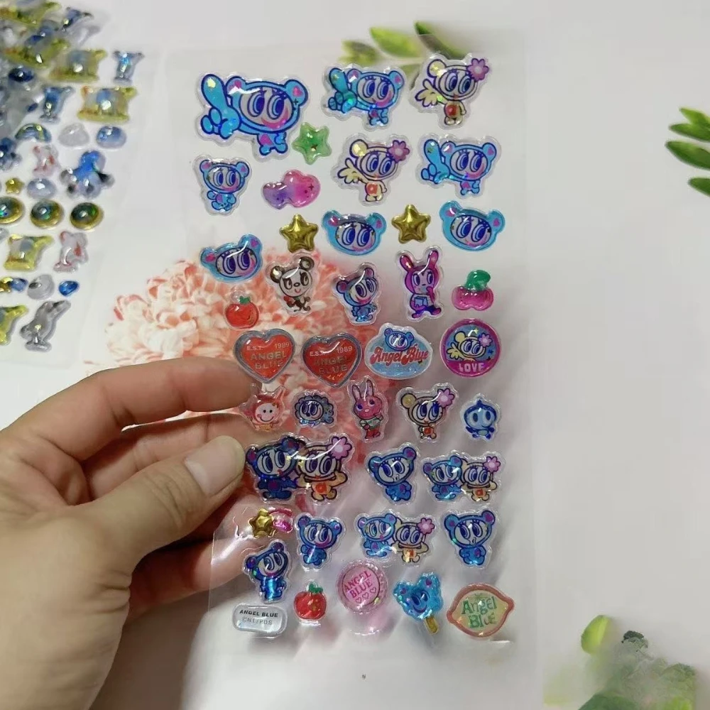 

hot Arrival! Blue Angel Cartoon 3D Stickers - Solid Puffy Crystal Decals for Kids Crafts & Room Decor ボンボン ドロップシール