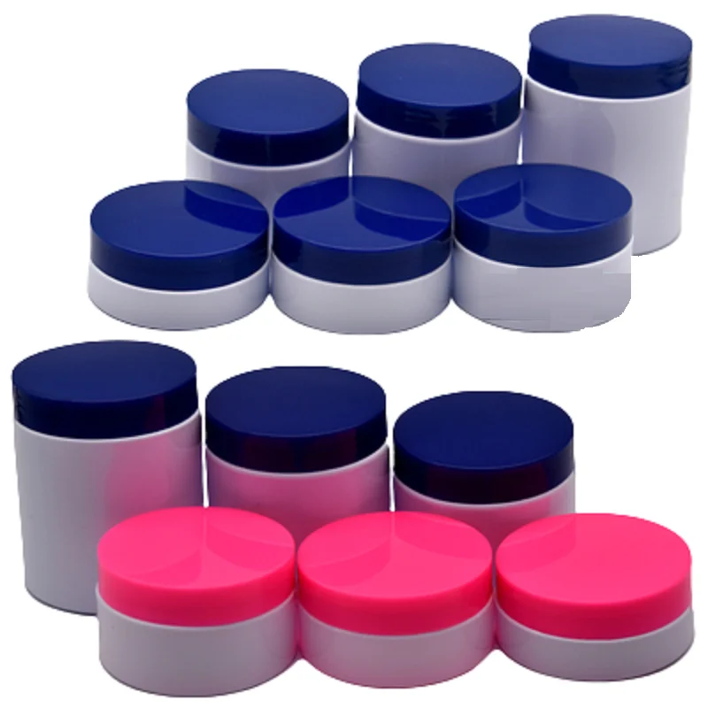 20 Stuks Huidverzorging Plastic Container Lege Pot Blauw 50G 80G 100G 200G 250G Rood Deksel Wit Navulbare Fles Cosmetische Crème Potten