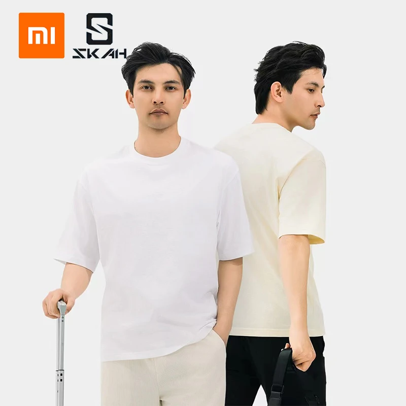 

Футболка Xiaomi Mijia SKAH Мужская, летняя тенниска из чистого хлопка, свободная и Удобная майка для бега