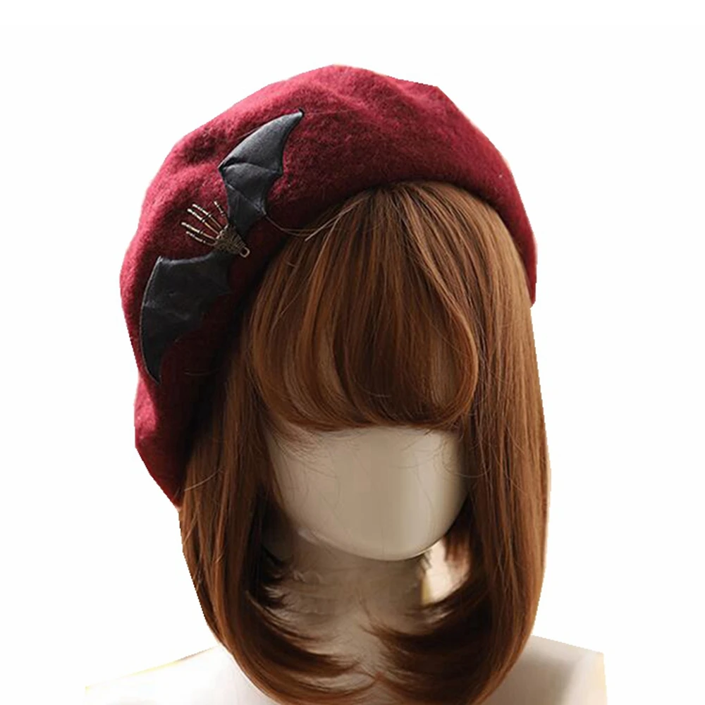 القوطية قبعة البيريه المرأة Steampunk عارضة لوليتا Batwings قبعات