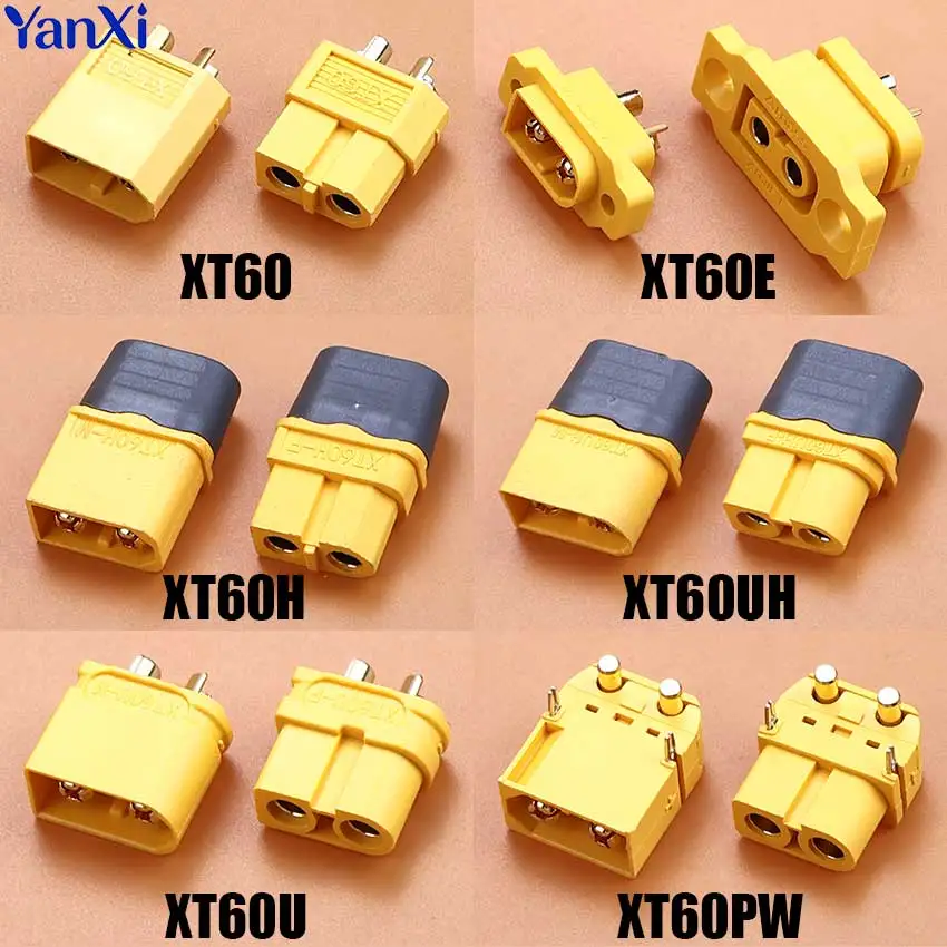 2pcs XT60 XT60E XT60H XT60PW XT60UH Male Female Gold-plated Banana Connector Plug For RC Lipo Lithium Battery Aircraft Model