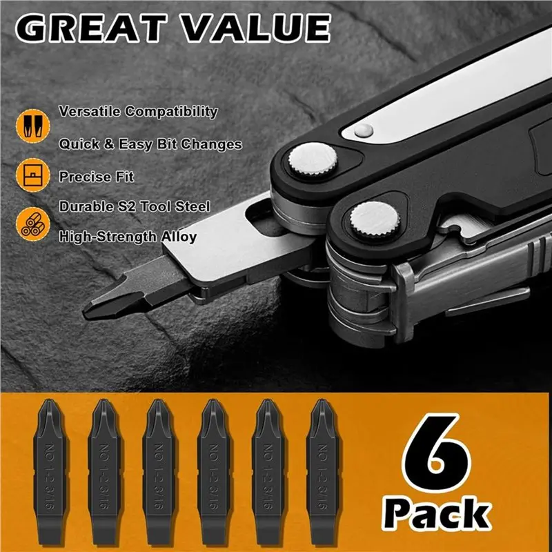 【Big Deal】For Leatherman Multi-Tool Accessories- Double-Sided Screwdriver-Bits(6-Pack)- Includes 1/2" Phillips& 3/16" Flathead - view 3