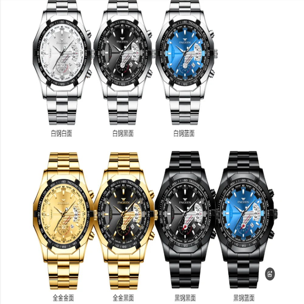 BINBOND 001 Simple and Fashionable Men Quartz Watch Waterproof Roman Digital HD Night Light Calendar Display Men's Quartz Watch