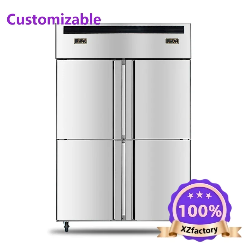 Refrigerated workbench Commercial four-door refrigerator fresh-keeping freezer six-door kitchen vertical milk tea water bar free
