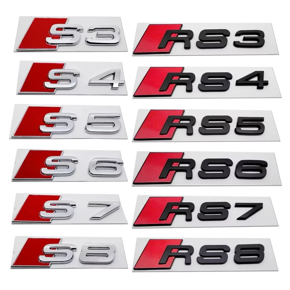 Audi S3 S4 S5 S6 S7 S8 A3 A4 A5 A6 A7 A8 Sticker ABS Trunk Logo S LOGO Sport Retrofit Label Automotive Accessories