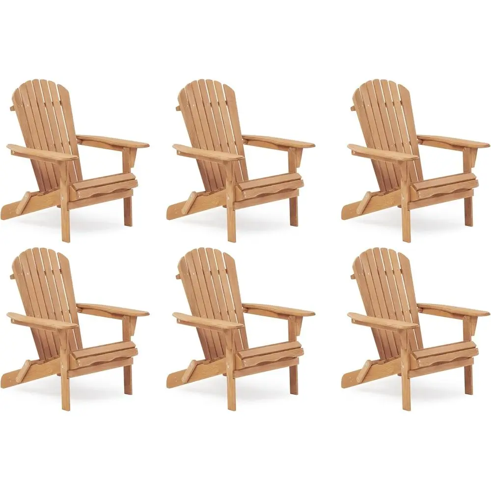 

Wooden olding Adirondack Chair Set o 6, Pre-Assembled BackRest Wood Lounge Chair or Outdoor Patio Garden Lawn Backyard Deck Pool