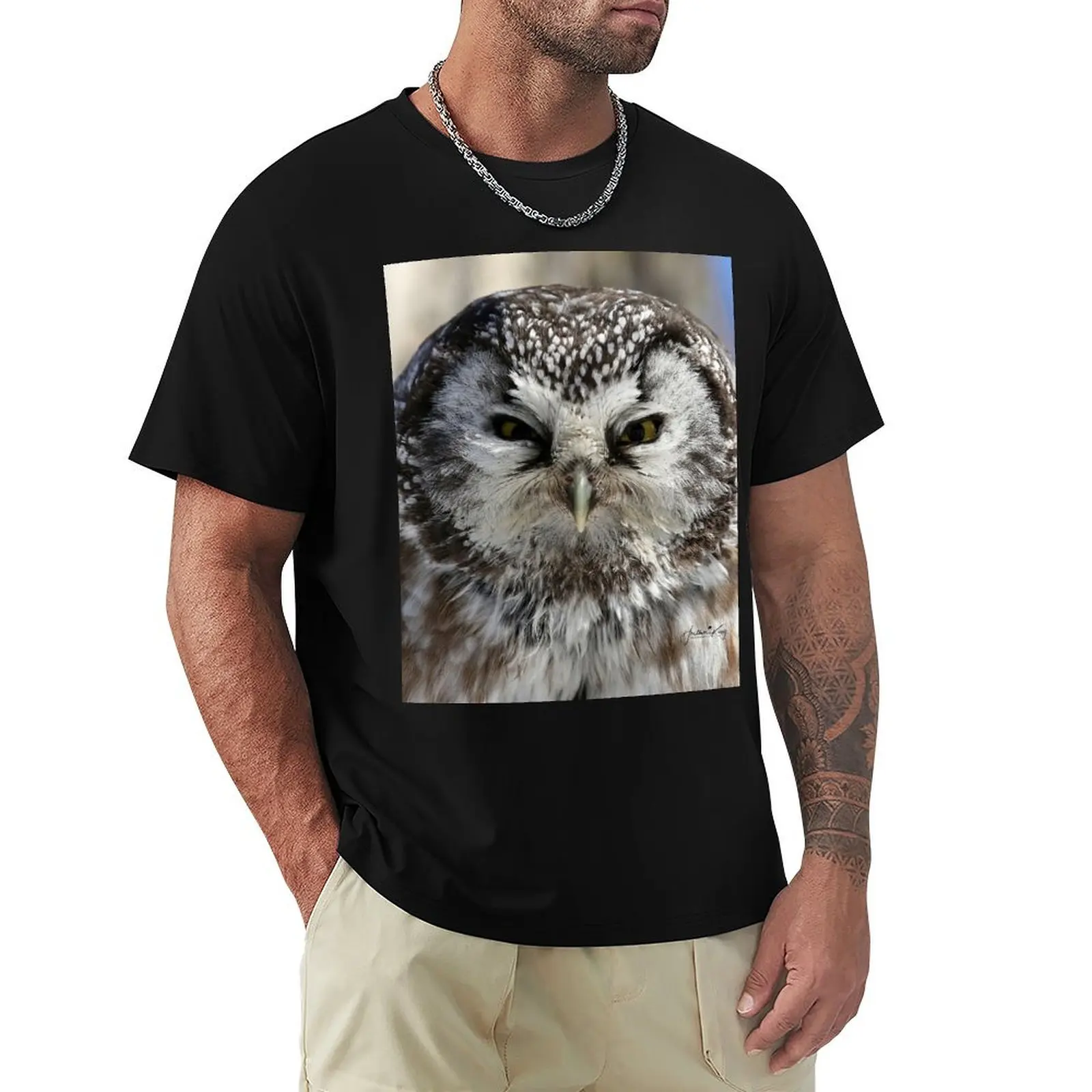 Boreal owl close up T-Shirt Odor Resistant Short Sleeve Top
