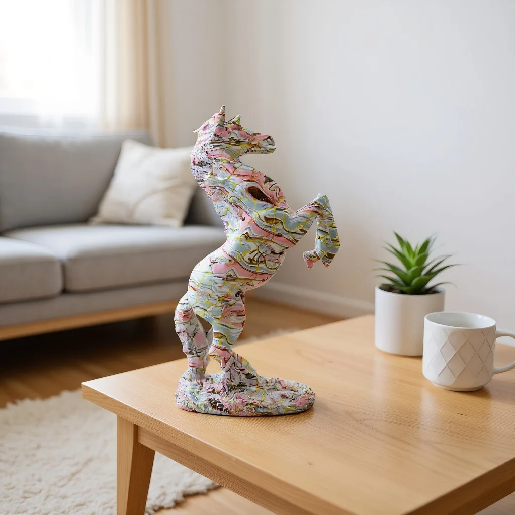 

Colorful Graffiti Horse Resin Handicraft Ornaments Animal Figurines Living Room Home Decor