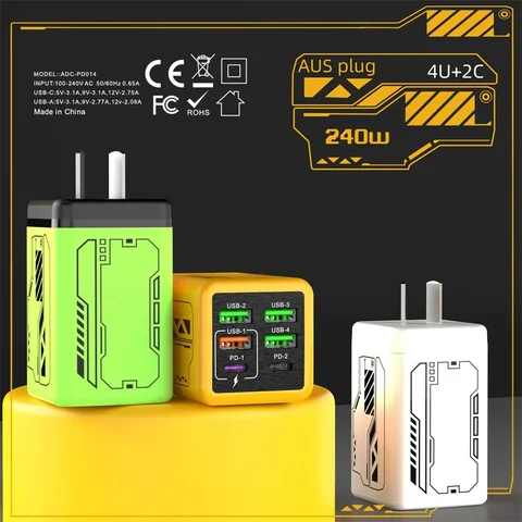 240W 6-Port USB-C PD Fast Charger for iPhone and Samsung — детальный вид товара