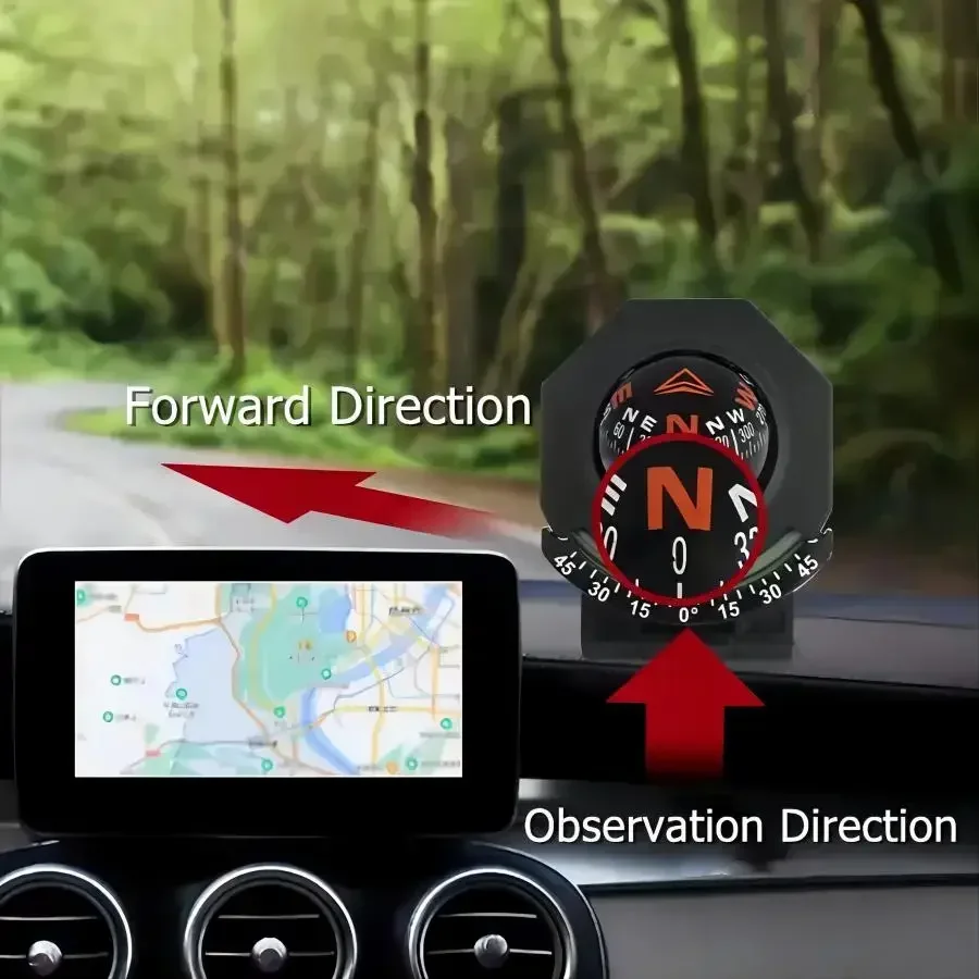 

High Precision Foldable Car Compass with Luminous Slope Meter,Fit for Most Boats and Trucks - Waterproof ABS Material
