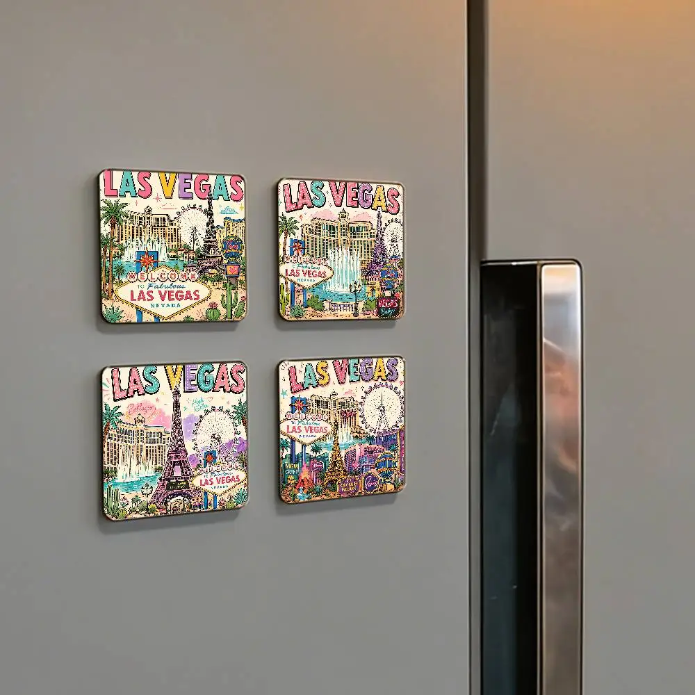 LAS VEGAS City Aesthetic Art Refrigerator Magnet Creative Kitchen Decoration Soft Magnetic Decor Festival Gifts Multi Scene Use