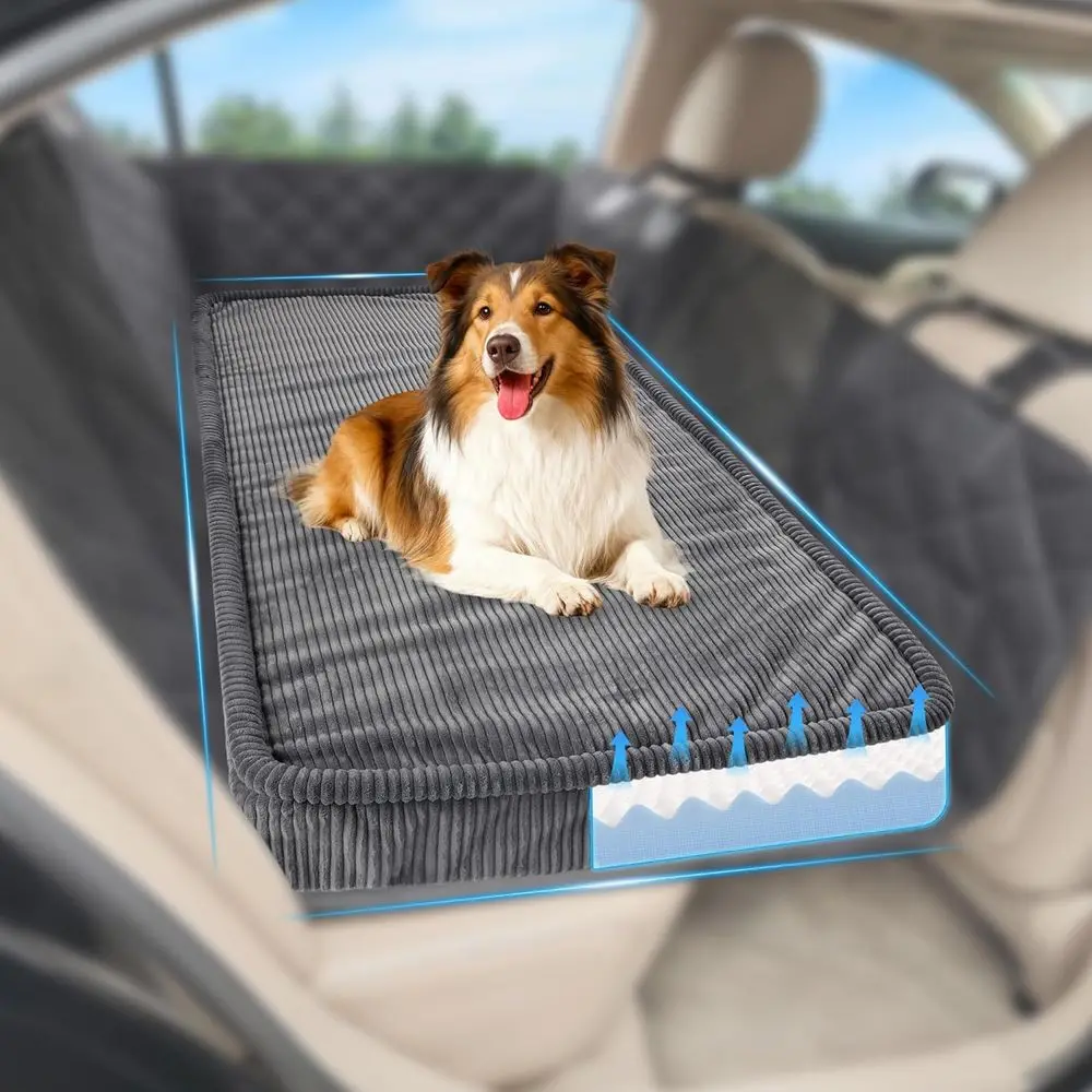 

Orthopedic Dog Bed with Non-Slip Backseat Cover, Washable, Suitable for Large Dogs, SUV/Sedan/Truck, 56L×28.7W×4H, Gray