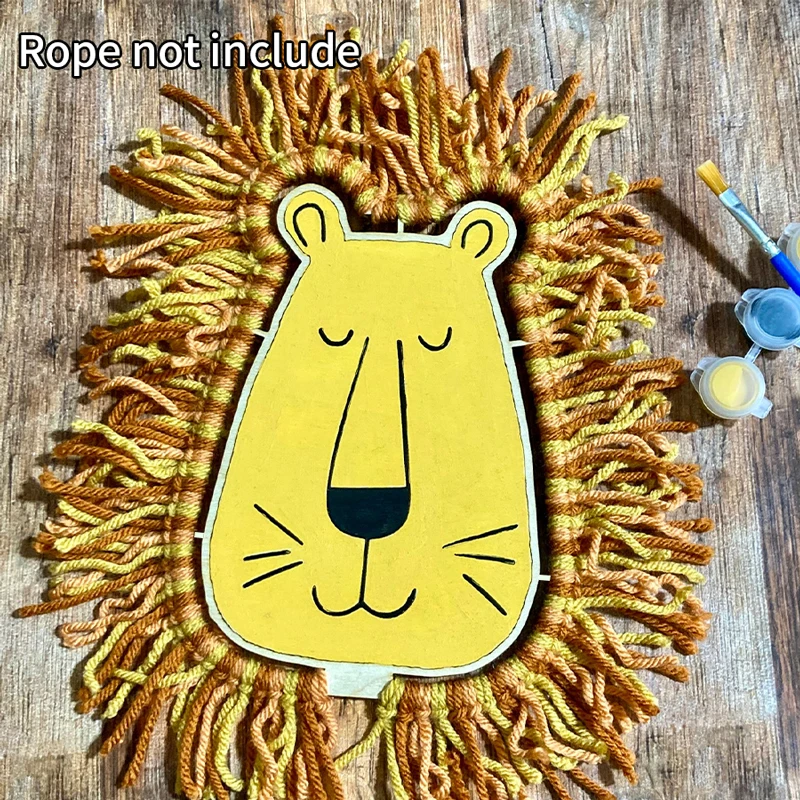 6Pcs Wood Lion for DIY Crafts Wooden Lion Cutouts Unfinished Wood DIY Crafts Unpainted Graffiti Decorations Party Favors