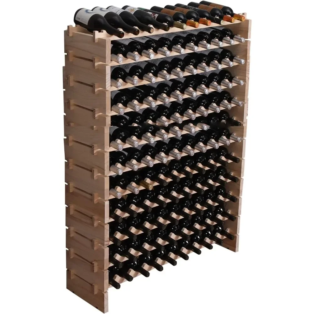 

Wine Rack Cabinet Freestanding for Floor Wooden Stackable Storage Modular countertop Wood Wine Holder (120bottle)