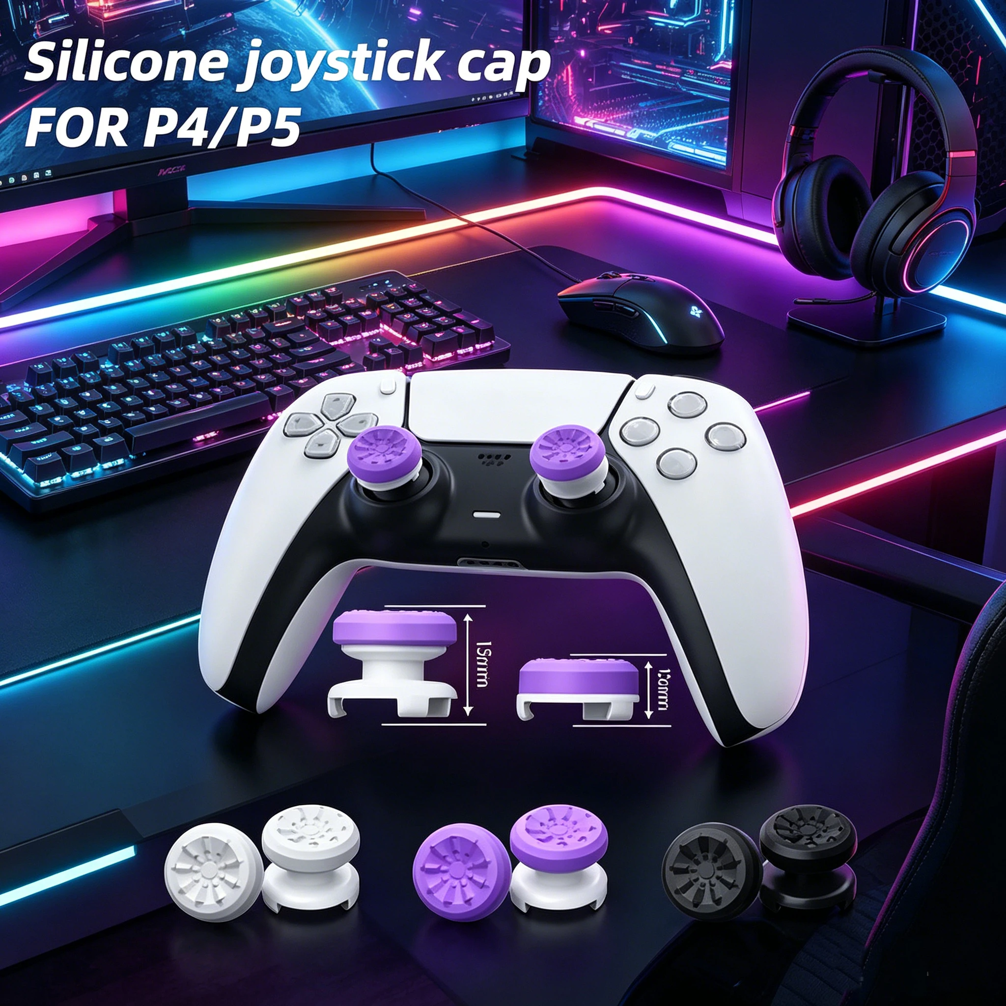 2 Fundas de Silicona para Joystick, Cubiertas Antideslizantes para el Control de PS4/PS5, Accesorios para Juegos