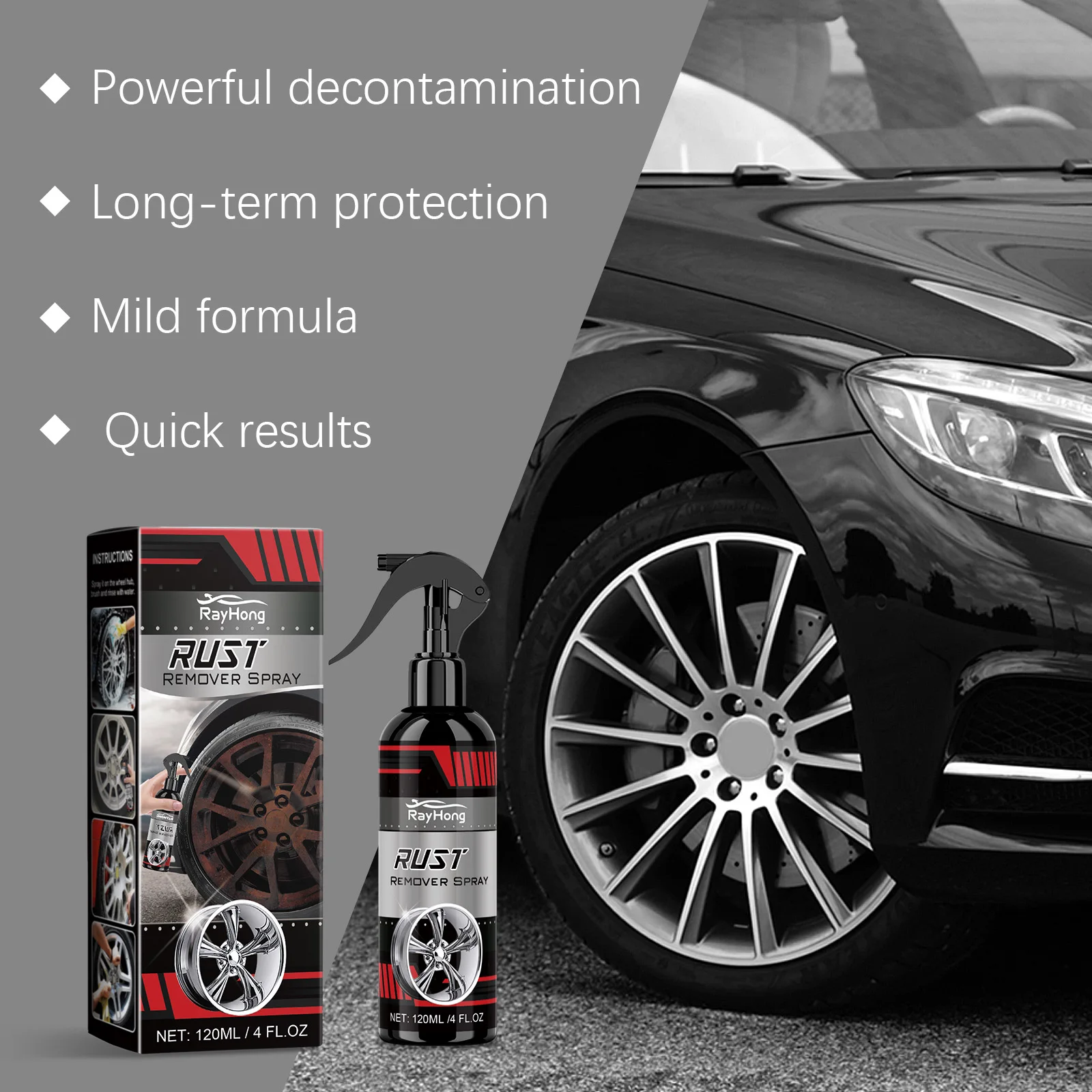 Wheel Rust Remover Spray Alloy Rim Cleane Powerful Polishing Anti Corrosion Protection Car Metal Wheel Surface Maintenance Agent