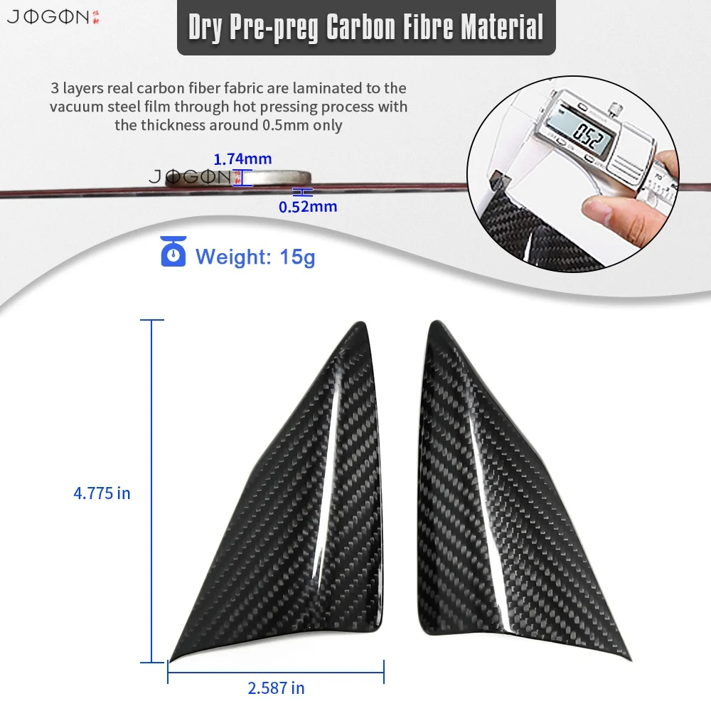100% Real Dry Fiber Car Interior Window A Pillar Cover Trim Decoration Accessories For Chevrolet Corvette C8 Stingray Z06 E-Ray view 3