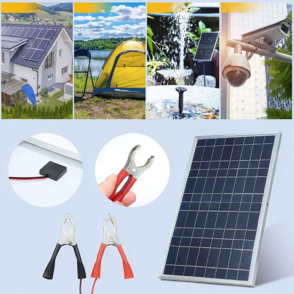 Portable 10W Monocrystalline Solar Panel Kit With Controller And Clip Cable For Battery Maintaining Off Grid Power