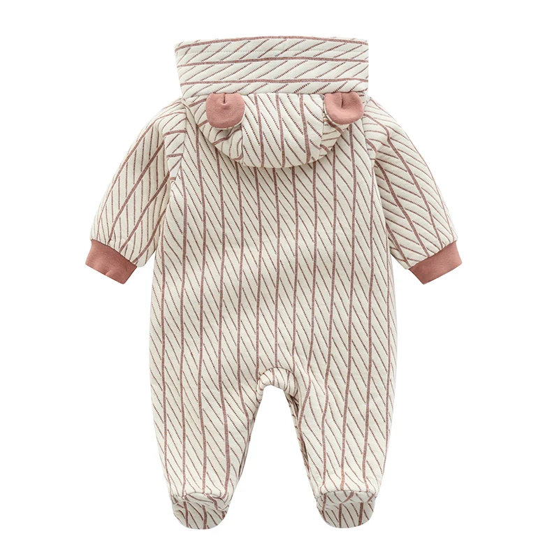 Unisex Winter Newborn Baby Hooded Rompers Long Sleeves Thicken Warm Boys Girls Jumpsuit Onesie Clothes