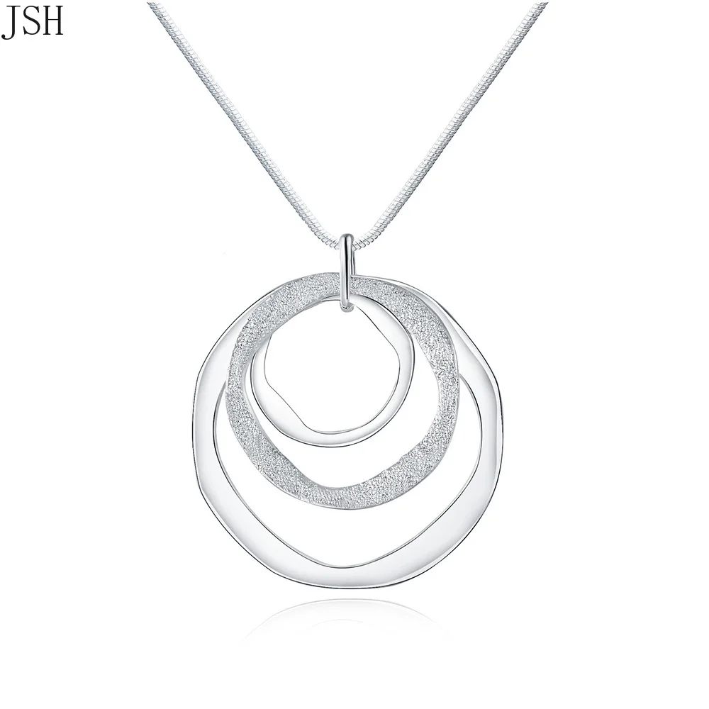 

40-75cm wedding charms fashion wholesale 925 Sterling silver Circle Pendant necklace trends women Wedding jewelry