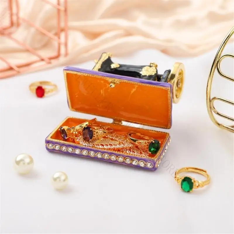 R7UF Collectible Sewing Machine Jewelry Box for Home Display Storage