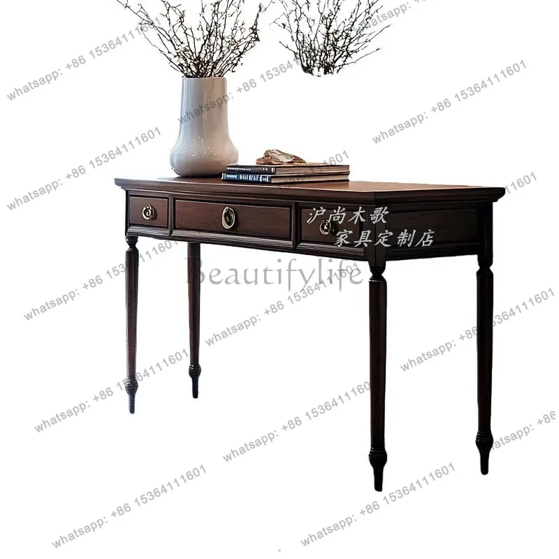 

French retro entrance Taichung antique solid wood entrance foyer decorative cabinet