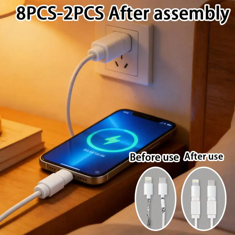 4Packs/8PCS Snap-On Charger Cord Saver, Cable Protector Sleeves for Phone Tablet Laptop Cables