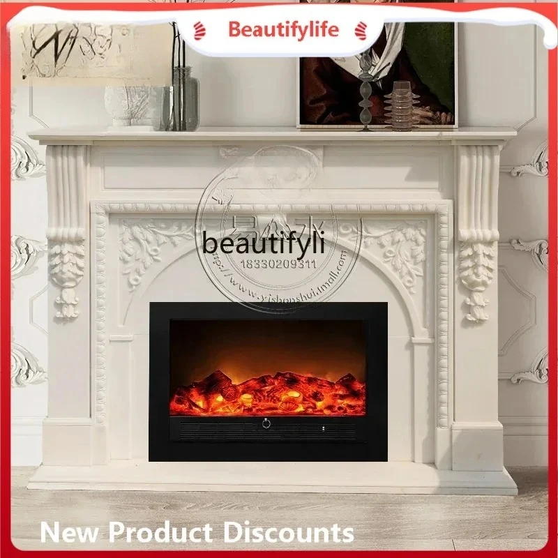 

Marble mantel heating living room villa decoration ornament rich atmosphere European style