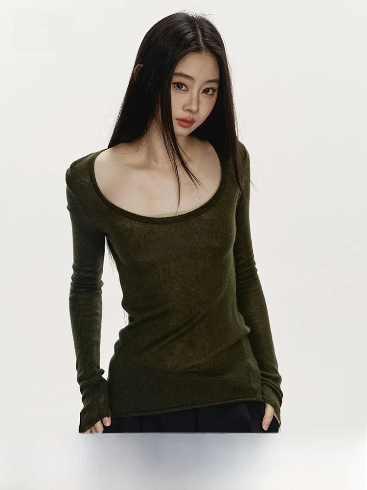 

Anna Aneae Women's Slim Fit Long Sve round Ne Base irt Spring Casual Sle Inner Wear Outer Wear Versatile T-irt