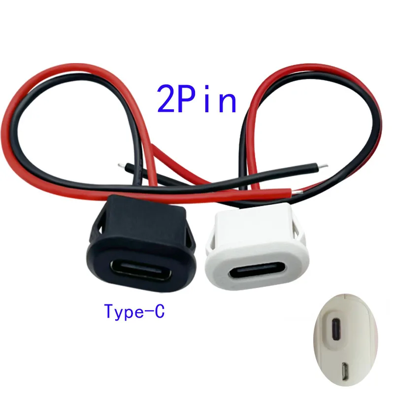 1~100 Pieces of 2-Pin Soldered USB Connector Female Socket Type C Charging Port 3A High Current Charger Accessories