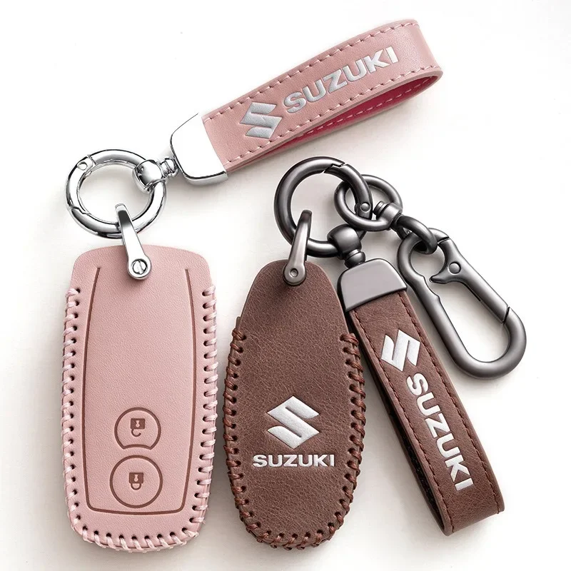 

Leather Car Smart Key Case Cover Shell Keychain For Suzuki Baleno Ertiga Ciaz Ignis Kizashi Swift SX4 S-cross Vitars Scorss XL-7