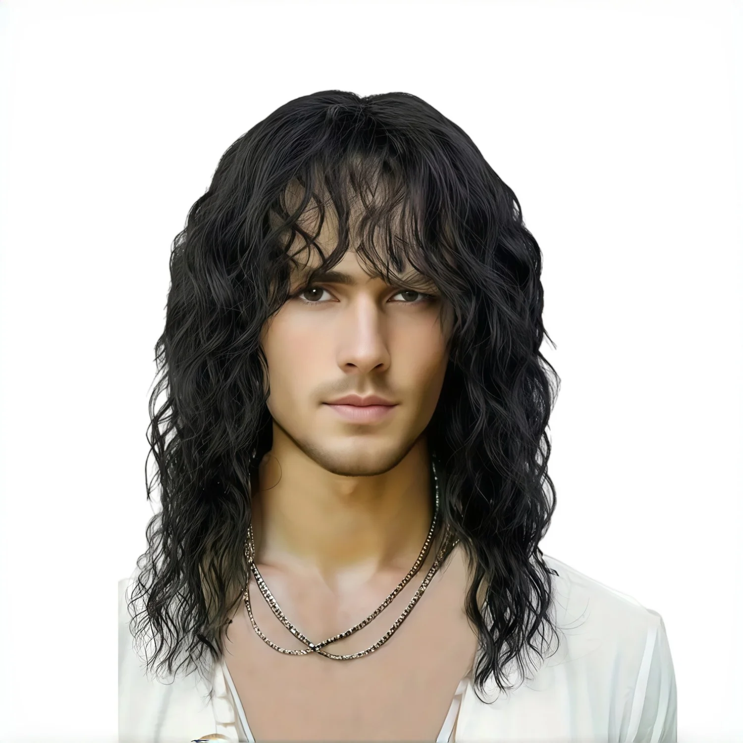 1 Piece of Men's Rock and Punk Synthetic Wig from the 70s and 80s,Featuring Heat-Resistant Long Curls Carnival,St. Patrick's Day image 3
