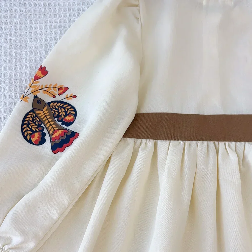 3-7 سنوات الأطفال ملابس كاجوال كم طويل فستان بسيط ألف خط 1 قطعة الفتيات الخريف موضة لطيف ملابس يومية #5