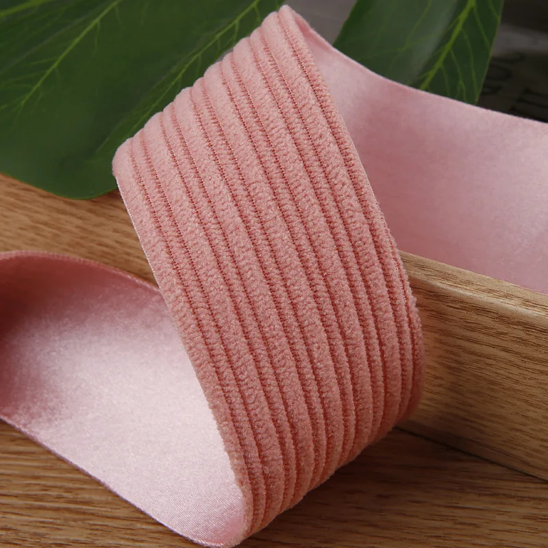 Handmade Striped Velvet Ribbon with 10 Yards for DIY Crafts Gift Wrapping and Wedding Decorations