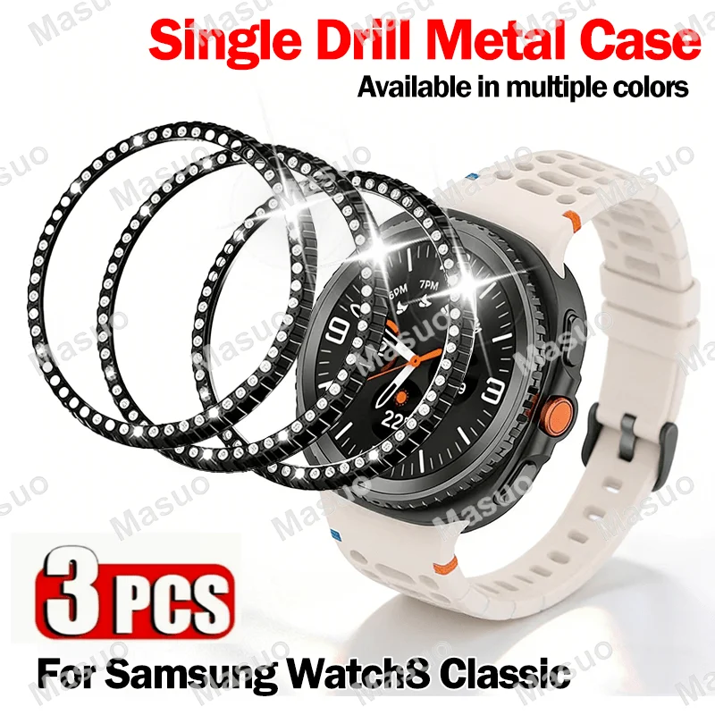 Bisel de Diamantes para Samsung Galaxy Watch 8 Classic 46mm, Anillo Protector de Repuesto para Carcasa, Accesorios para Reloj Inteligente, 3 Piezas