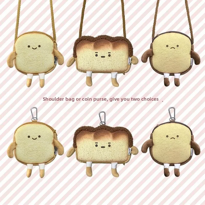 Creative Toast Bread Coin Purse Casual Crossbody Student Girl Heart European Sle Cartoon Print Small Leisure Tote Bag