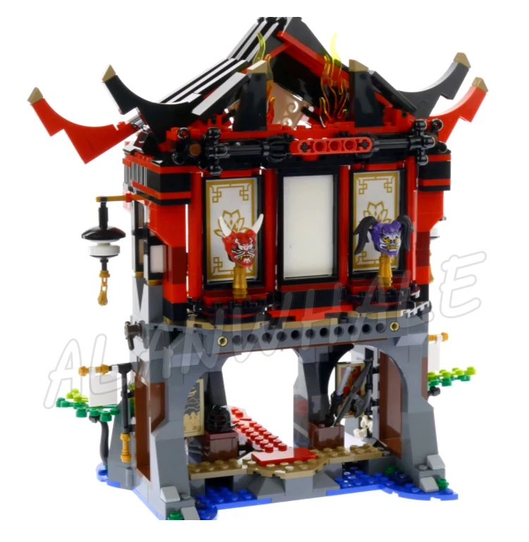 809 Uds Shinobi templo de resurrección función de transformación de techo cámara Prisión 10806 juguetes de bloques de construcción compatibles con el modelo