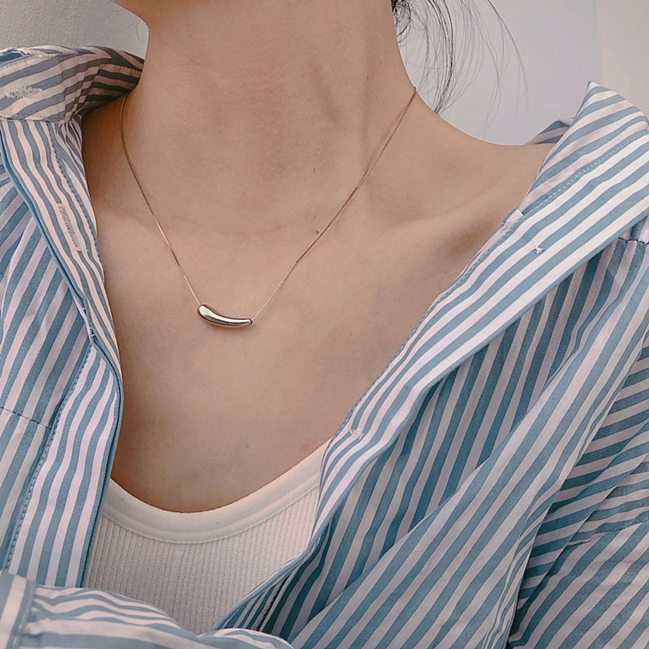 Simple ins necklace, versatile eggplant clavicle chain pendant, clavicle chain, internet celebrity personality necklace