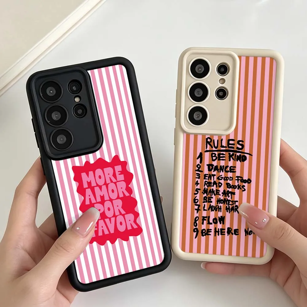 Red Striped Rules Phone Case For Samsung Galaxy S26 S25 S24 S23 S22 S21 S20 Note 20 Ultra Plus FE 5G Eye Ladder