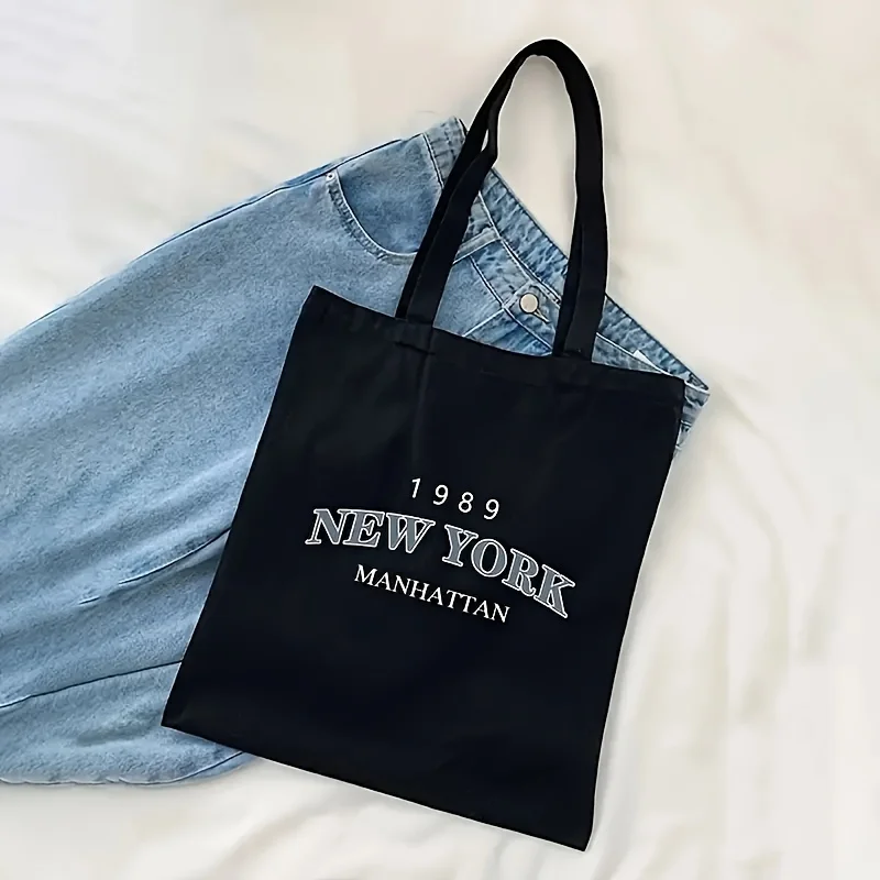 New York 1989 Print Damska płócienna torba z grubej bawełny Klasyczna torba na ramię typu shopper Torebka damska o dużej pojemności