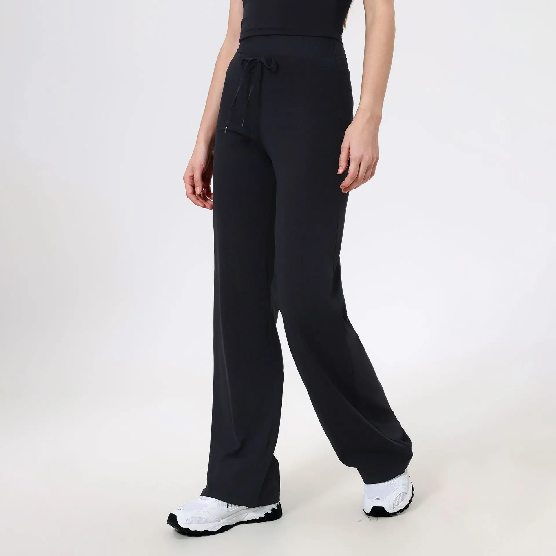 Pantalones de pierna recta holgados y de cintura alta para mujer, secado rápido, correr, adelgazar, pantalones de fitness, pantalones desnudos