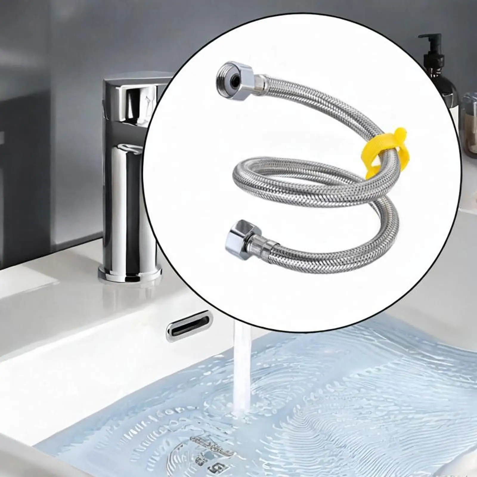 خرطوم مضخة مياه مرن للسباكة بطول 20 بوصة، خط إمداد مضفر للاستخدام العالمي في المطبخ والحمام