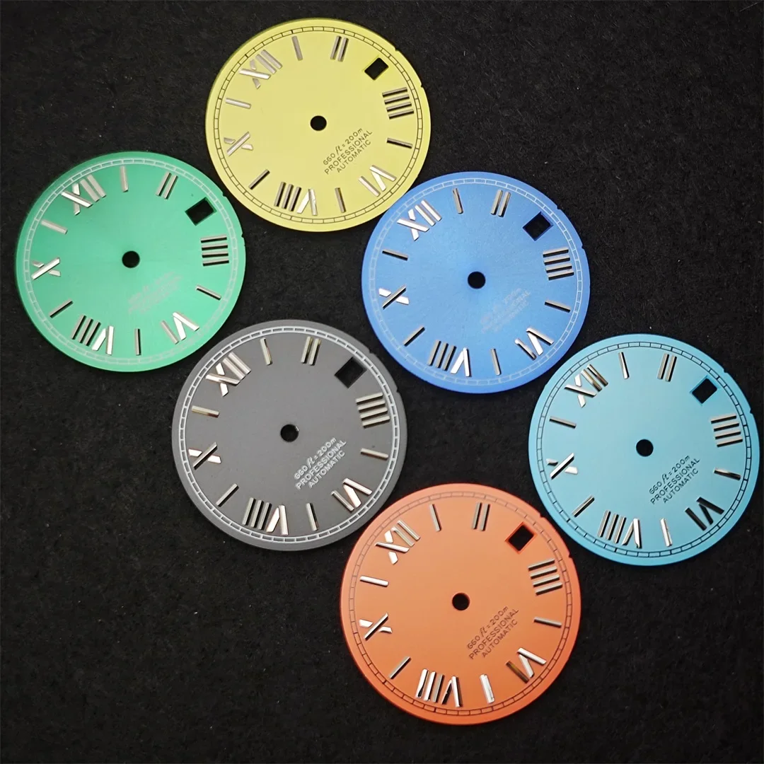 28.5mm Watch Dial NH35 Dial Roman Numeral Surface with Date Window Watch Faces Watch Replacement Parts for NH35 4R35 Movement
