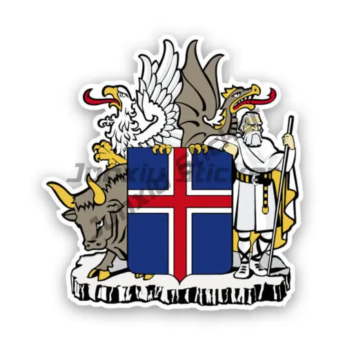 Iceland Coat of Arms Emblem Sticker Reykjavik Iceland Map Orca Stamp Country Code IS Cover Scratch Decal Accessories Decoration