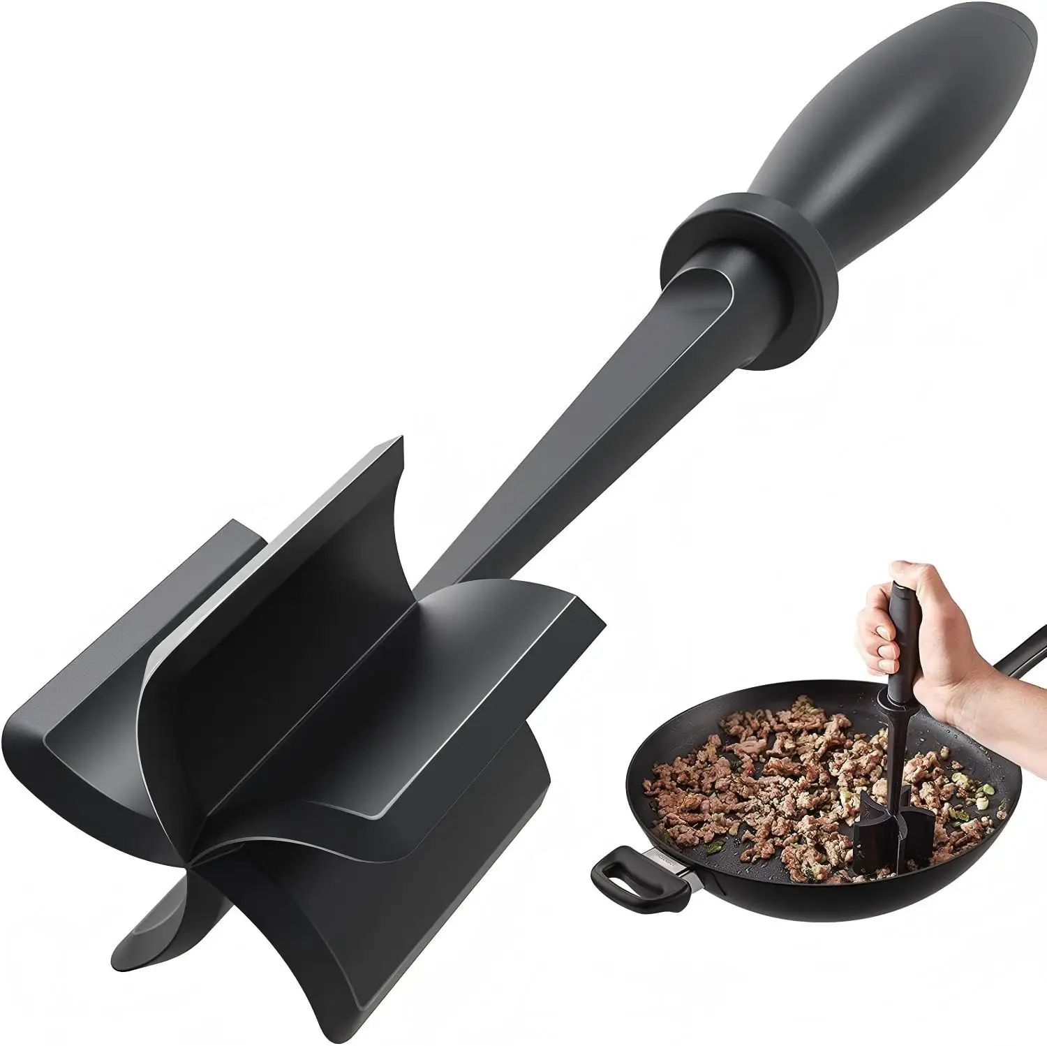 Meat Chopper, Heat Resistant Ground Beef Smasher, Nylon Mix Tool for Meat & Potatoes