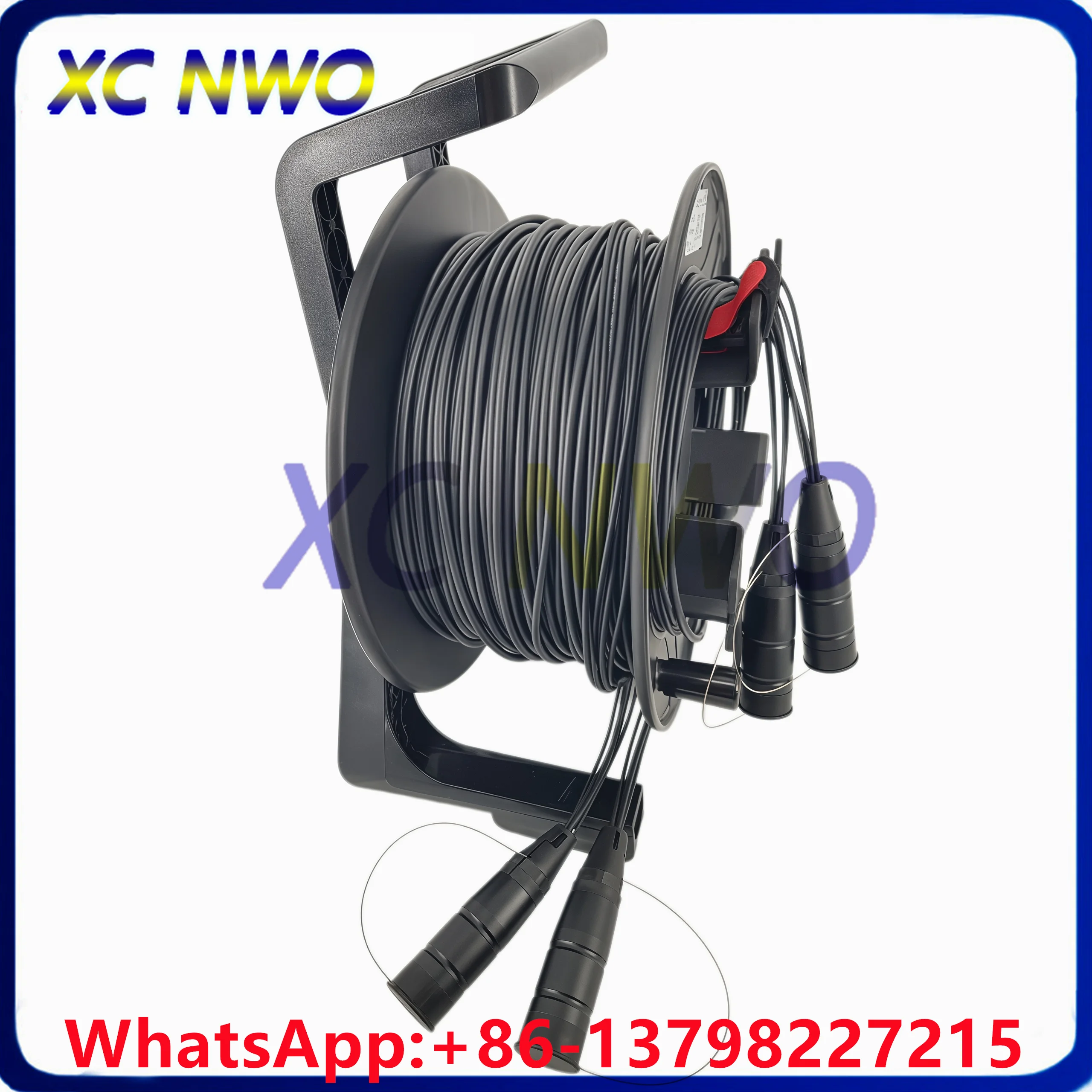 MM,8C,OM4,TPU Armored Black Cable,Dia:5.0mm,PDLC/UPC-PDLC/UPC Fiber Optic Patch Cord,100M (1M from plug to connector) PCD310