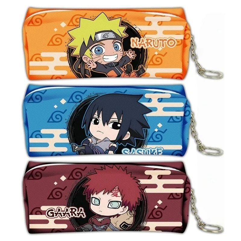 

Naruto Sasuke Itachi Kakashi Gaara Anime Leather Pencil Case Zipper Stationery Bag Cosplay Accessories