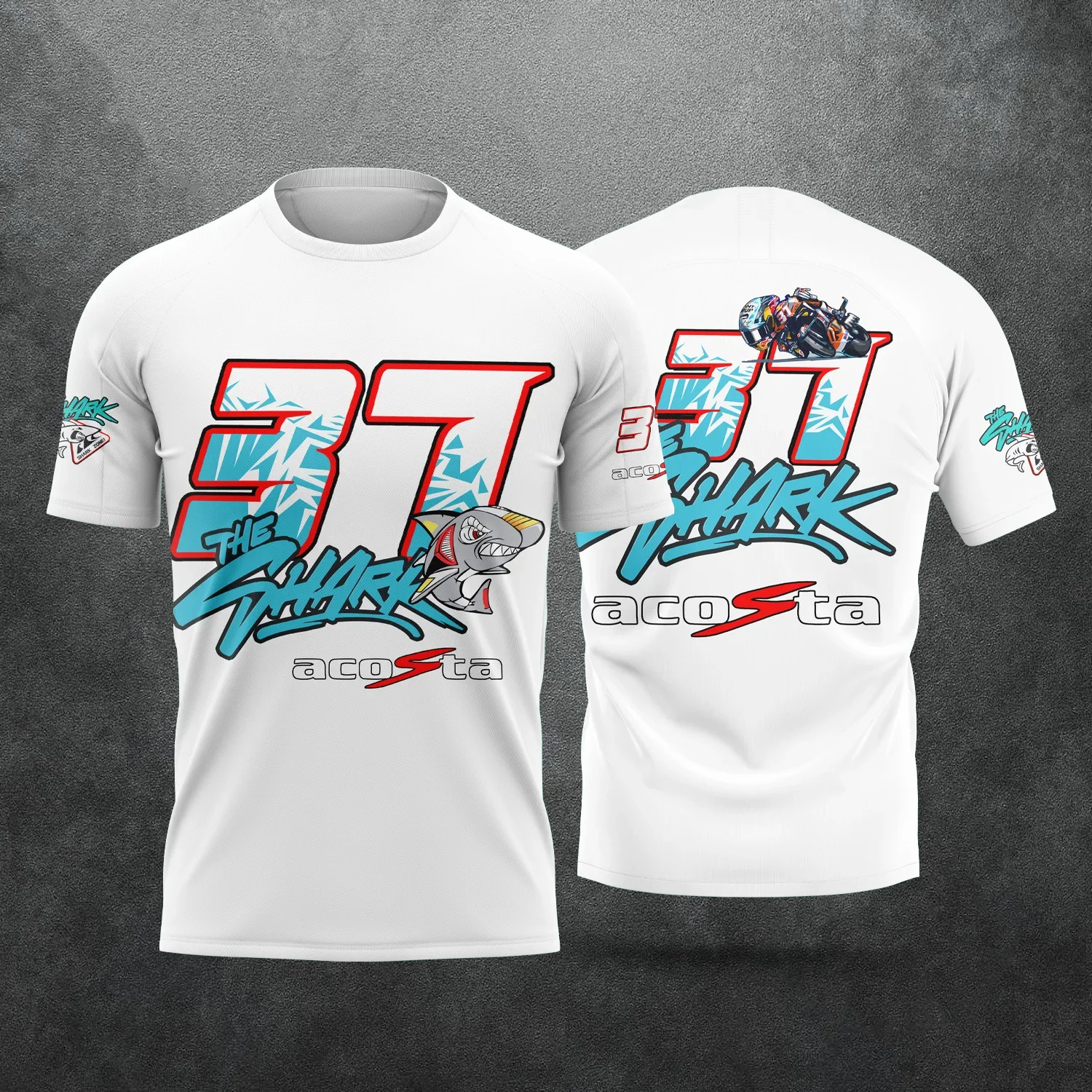 Camiseta con Estampado 3D del Piloto Pedro Acosta Número 37 de Carreras 2026, Diseño de Tiburón, para Hombre y Mujer, Verano, Casual, Manga Corta