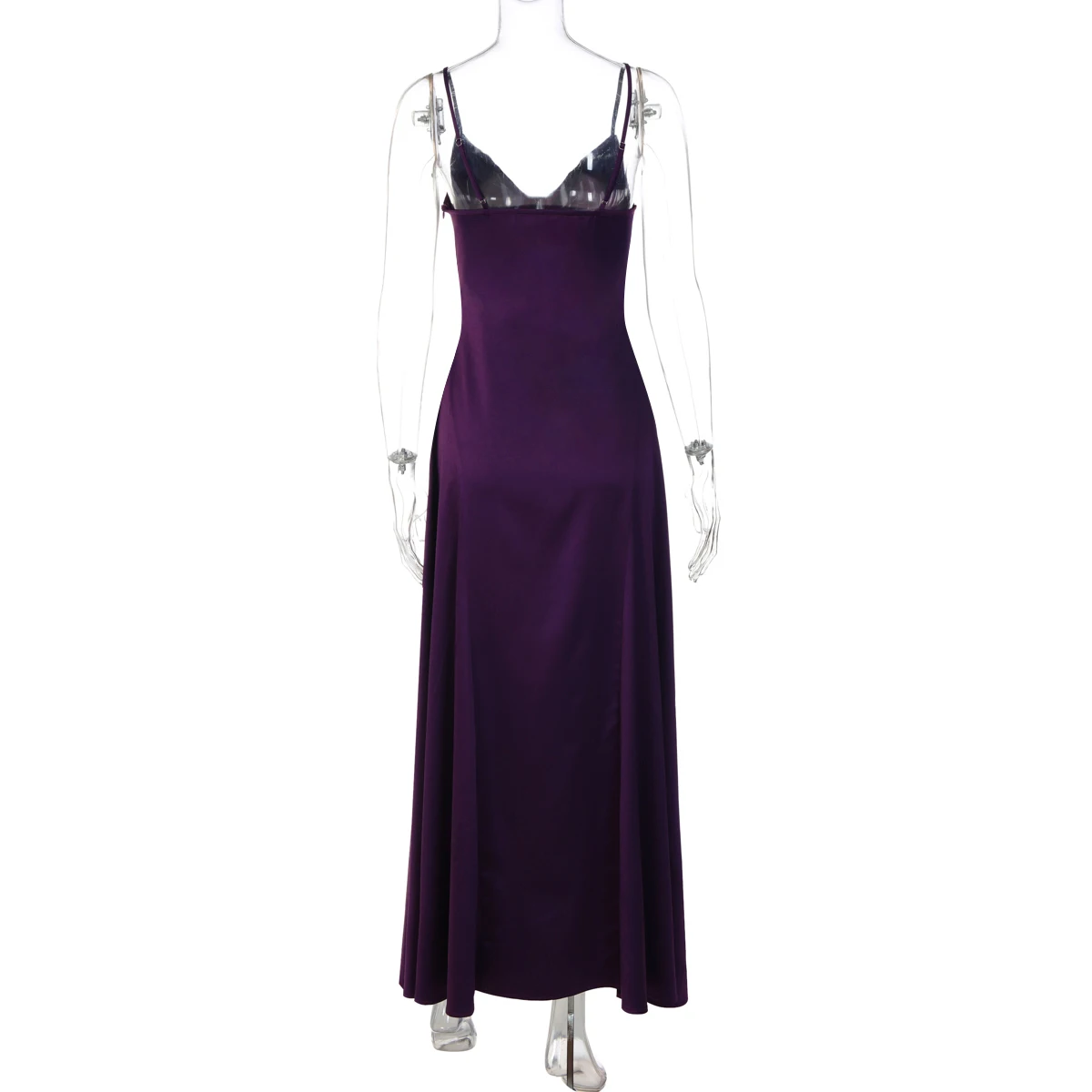 Hugcitar Damen Elegantes Einfarbiges V-Ausschnitt-Unterkleid Sexy Bodycon Reißverschluss-Maxikleid Modisches Damen-Outfit Abendparty Geburtstag Sommerkleid – Detail 4